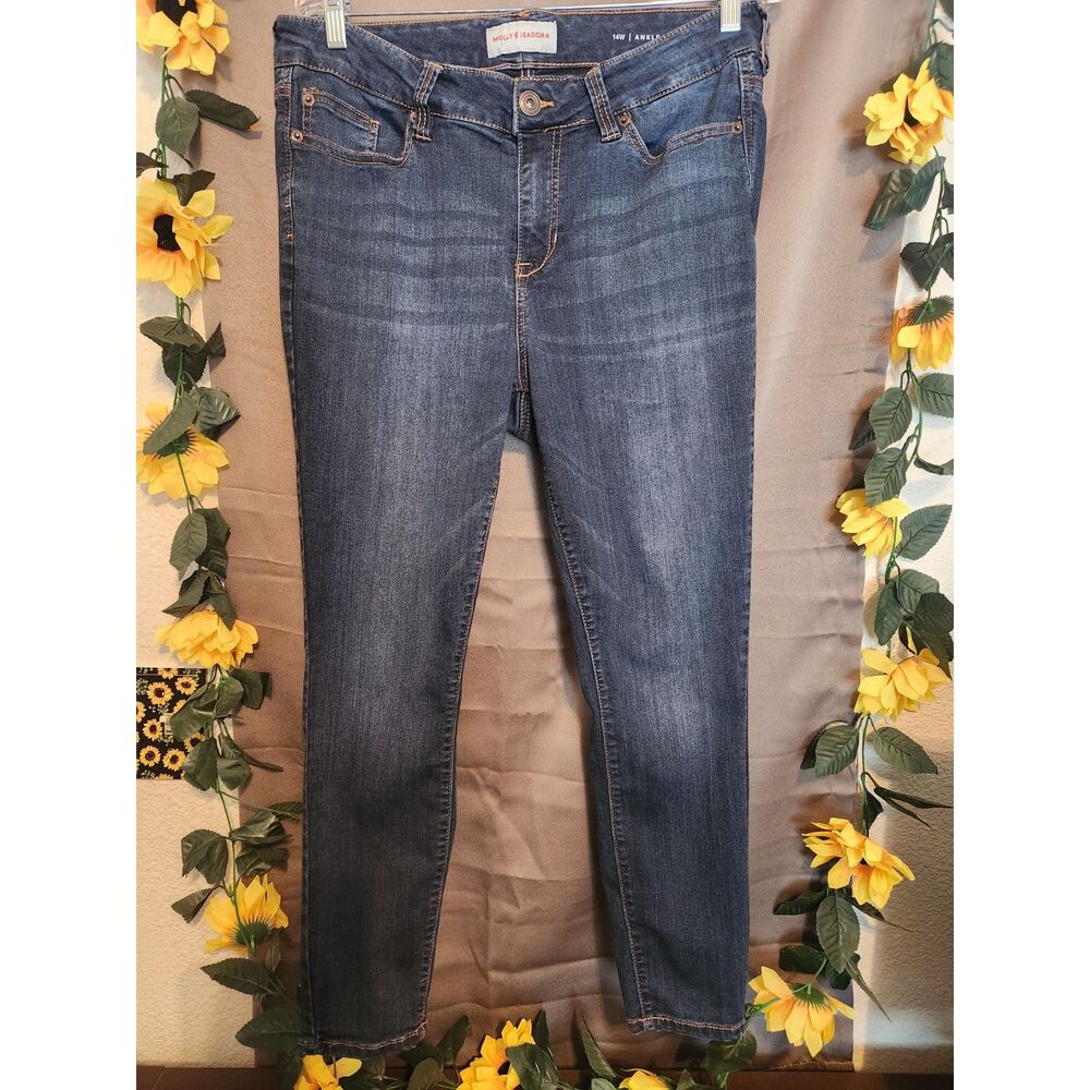 Molly & Isadora Ankle Skinny Jeans Women's Size 14W Dark Wash Stretch Denim
